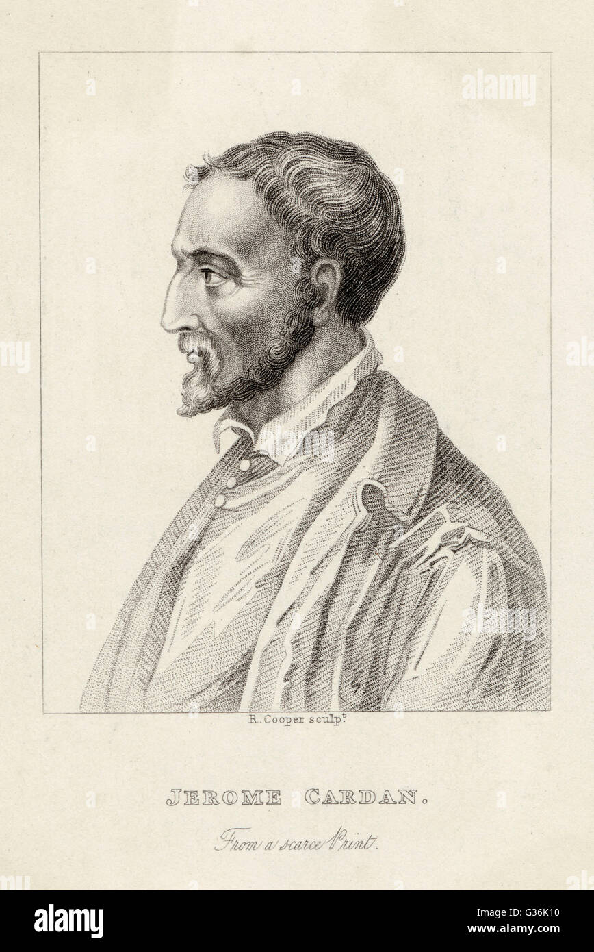 Girolamo Cardano Gerolamo (ou) (1501-1576), également connu sous le nom de Jérôme Cardan, médecin italien, mathématicien, astrologue, etc. Date : 1501-1576 Banque D'Images