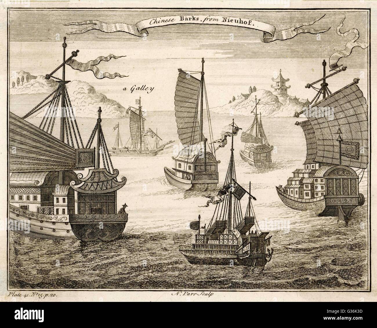Une variété de navires chinois du siècle 18th Banque D'Images