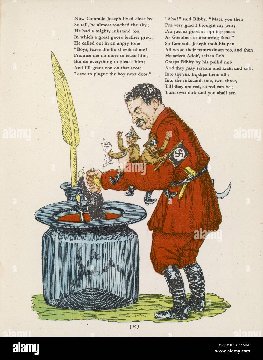 Satire de Josef Staline avec Goebbels et Hitler Banque D'Images