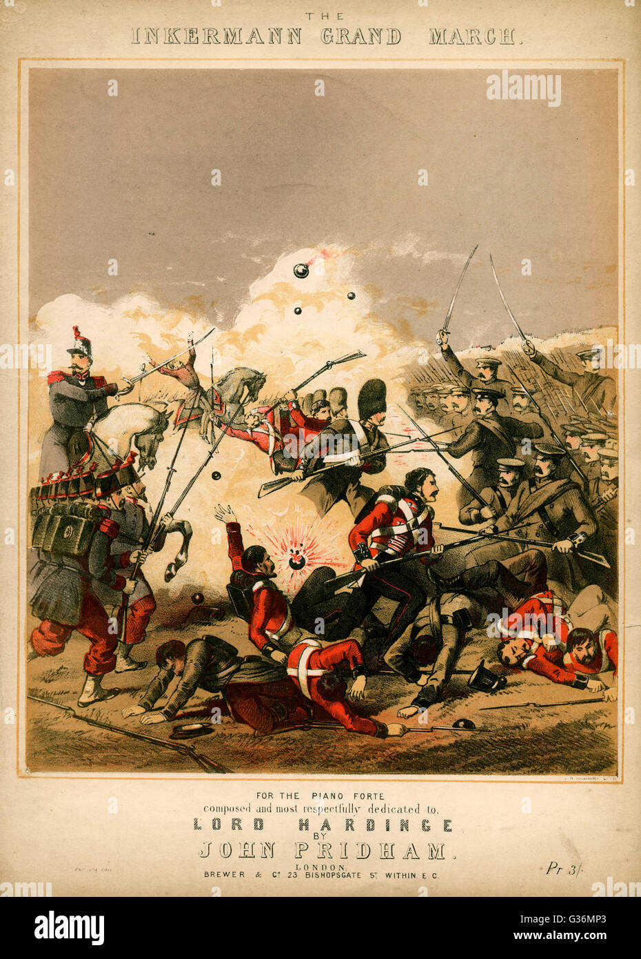 Le français et l'anglais repousser l'attaque russe à la bataille d'Inkerman au cours de la guerre de Crimée Date : 5 novembre 1854 Banque D'Images