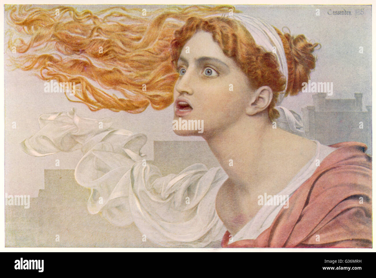 Fille du roi Priam de Troie, elle était une prophétesse infaillible, mais lorsqu'elle a rejeté les avances d'Apollon, il l'a fixé que personne ne serait jamais croire ses prédictions Banque D'Images