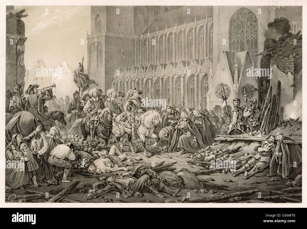 Les forces impériales sous Johann Tserclaes, comte de Tilly prendre Magdeburg, Allemagne, après un siège Date : 20 mai 1631 Banque D'Images