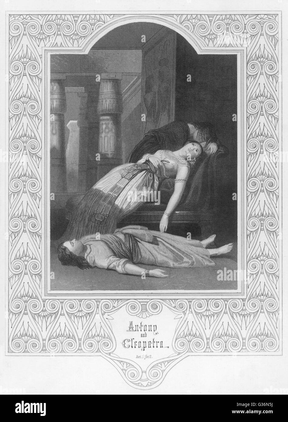 La mort d'un Anglais plutôt-à Cléopâtre dans une production de Shakespeare, Antoine et Cléopâtre, Acte 5, scène 2. Date : 19e siècle Banque D'Images