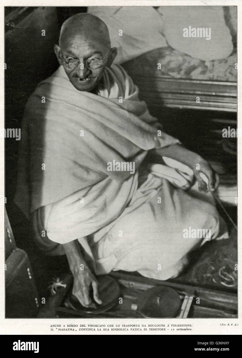 Mahatma Gandhi, chef spirituel et nationaliste indien, voile de Boulogne à Coquelles le 12 septembre 1931. Date : 1869 - 1948 Banque D'Images