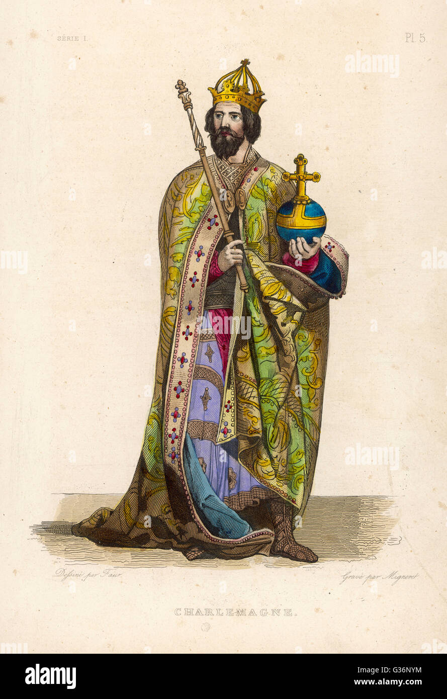 Charlemagne (Carolus Magnus. Programme Karolus Magnus, Charles le Grand), Roi des Francs à partir de 768, roi des Lombards de 774, et l'Empereur des Romains à partir de 800. Date : 742 - 814 Banque D'Images