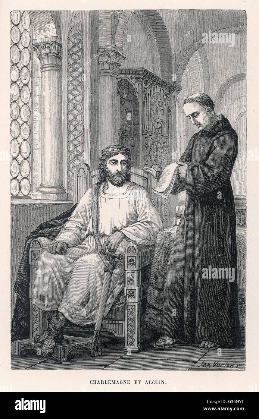 Charlemagne, roi et empereur, avec Alcuin Banque D'Images