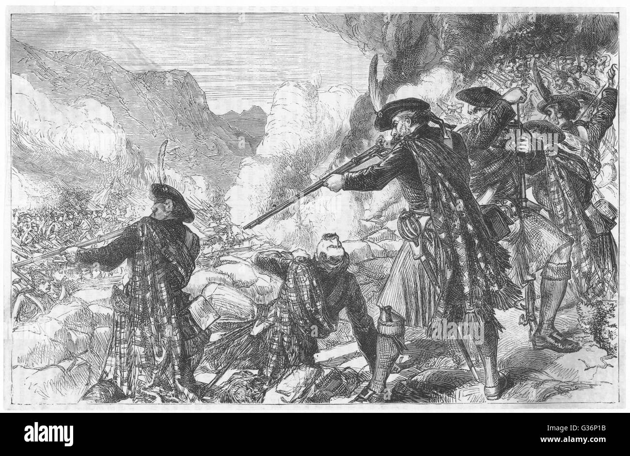 Les royalistes attaquent Jacobites à Glen Shiel, en Écosse Banque D'Images