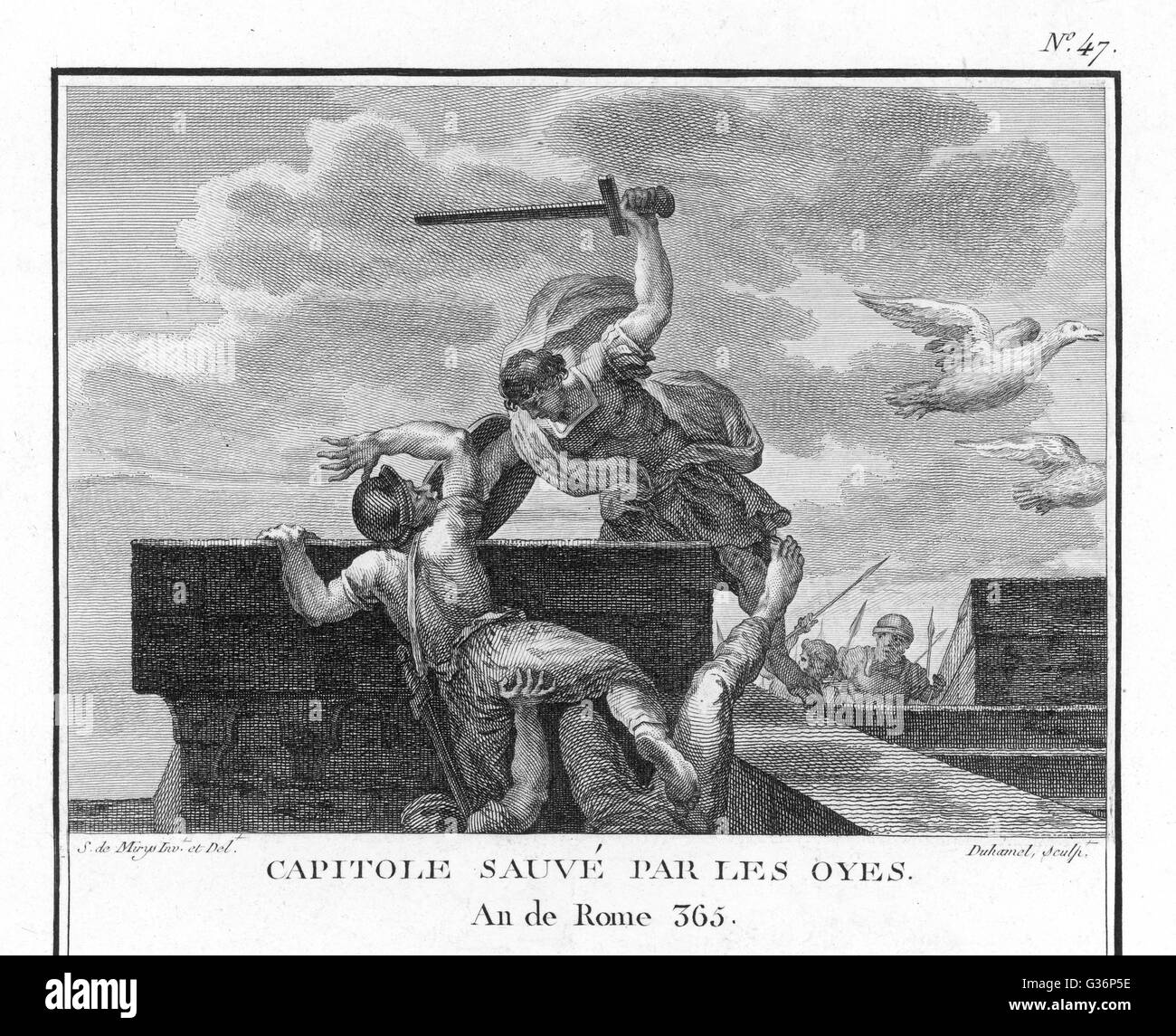Rome est sauvé de l'Gaulois lorsque l'alarme est donnée par les oies du Capitole (les oies sacrées de Junon). Date : 390 av. Banque D'Images