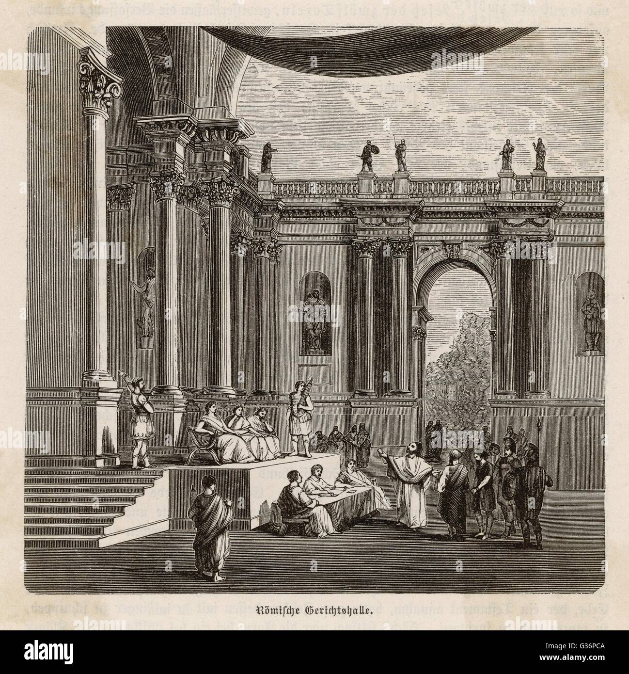 D'une audience judiciaire ayant lieu dans la Rome antique. Banque D'Images