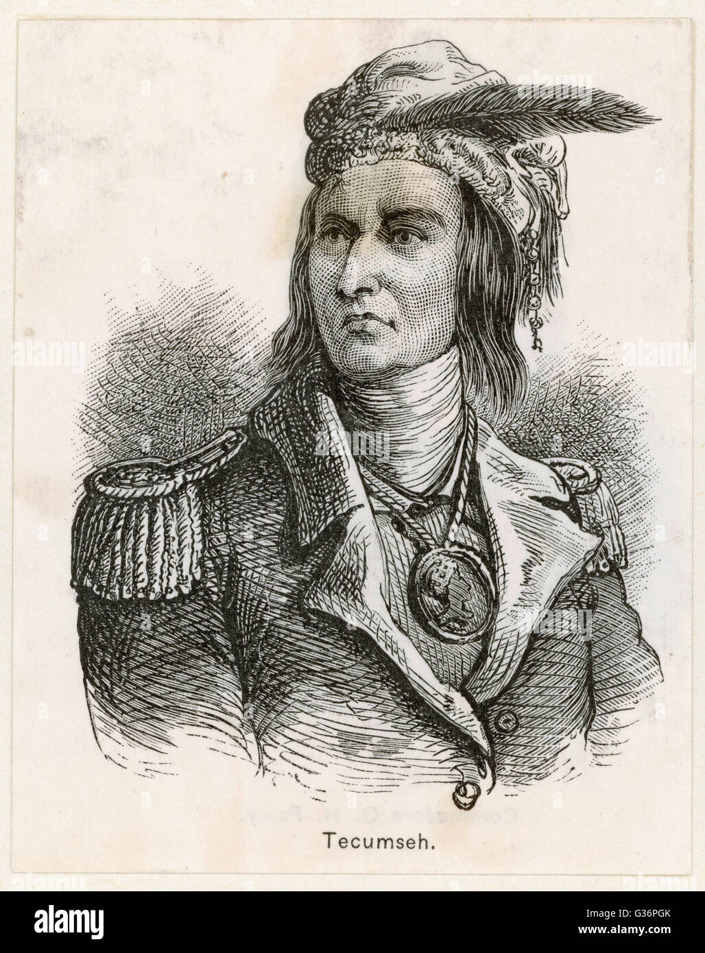 Tecumseh (Tecumtha, Tekamthi, 1768-1813), Native American Indian chef de la tribu Shawnee. Il est devenu le principal porte-parole pour les Indiens de la vallée de l'Ohio. Date : début des années 1800 Banque D'Images
