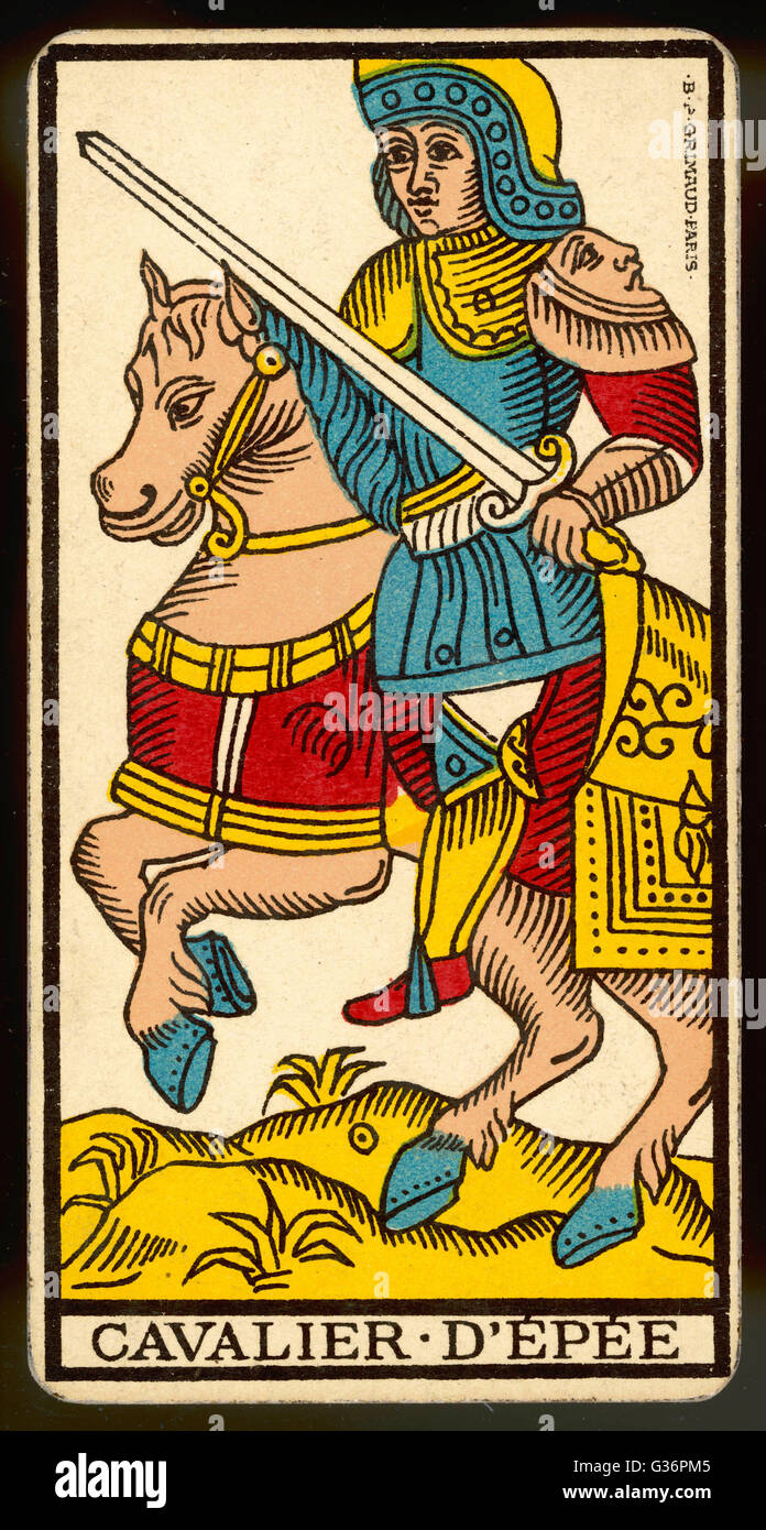La carte de tarot - Cavalier d'Épée (Chevalier de l'épée). Banque D'Images
