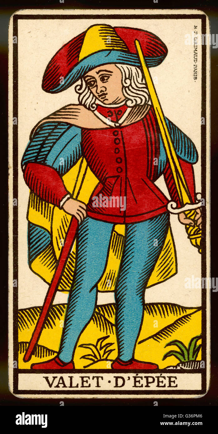 La carte de tarot - valet d'épée (la page d'épées Photo Stock - Alamy
