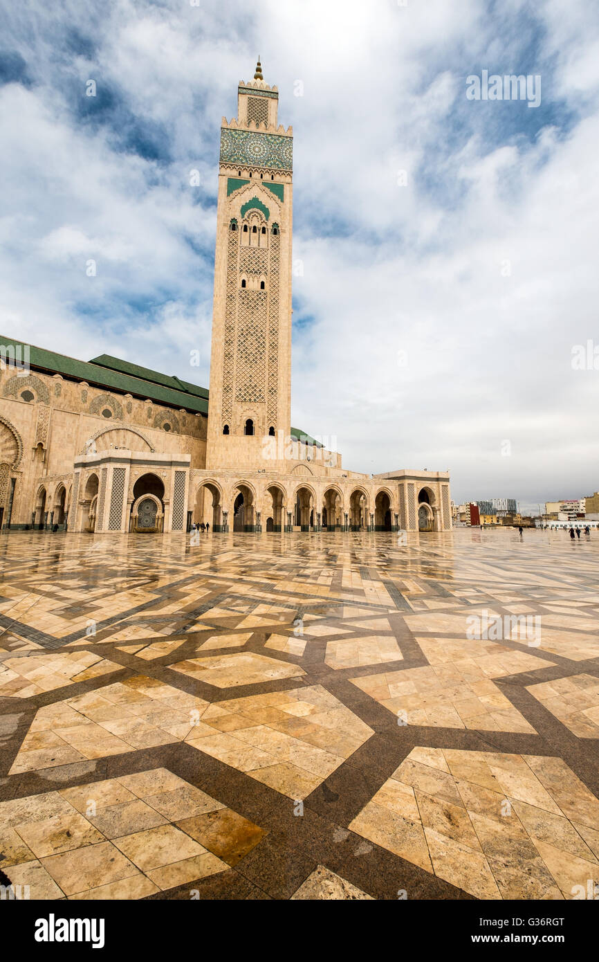 Mosquée Hassan II ou Grande Mosquée Hassan II de Casablanca est la plus grande mosquée du Maroc. Il a été achevé en 1993 Banque D'Images