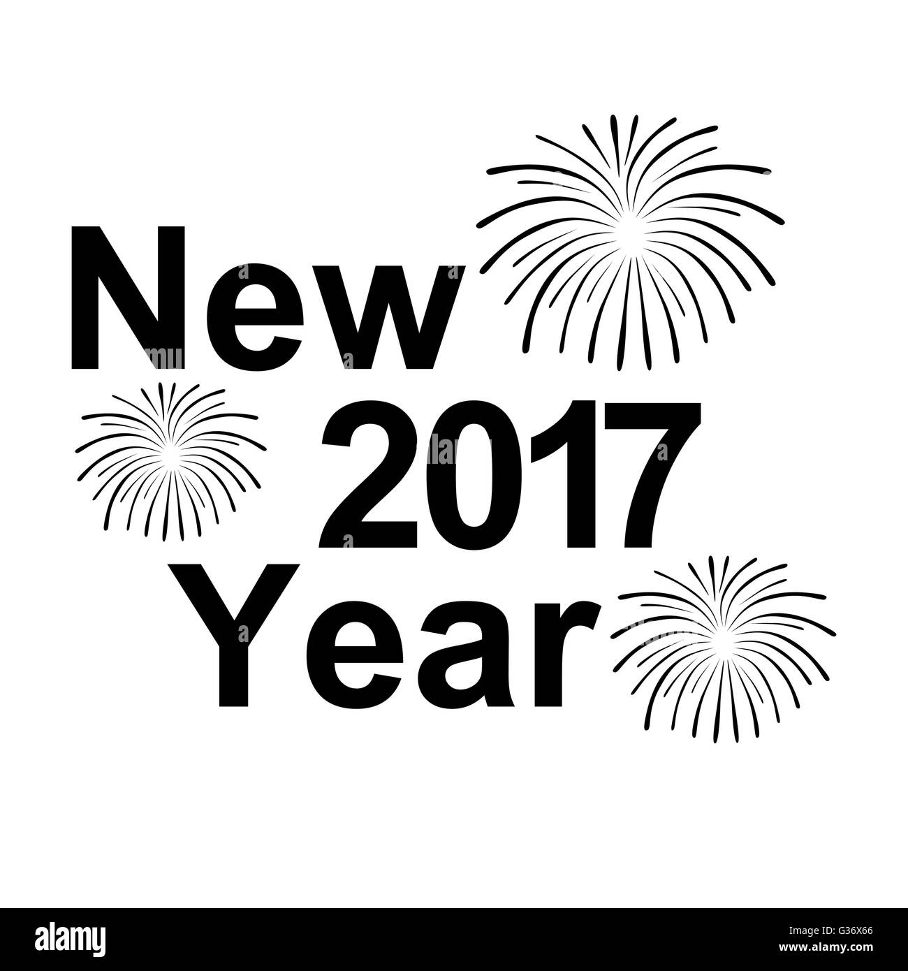 Bonne année 2017 et texte silhouette fireworks Illustration de Vecteur