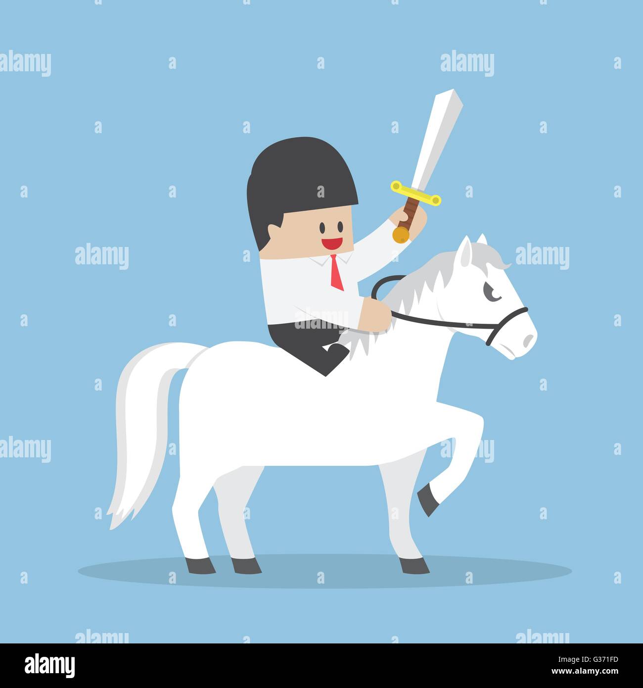 Businessman riding cheval blanc et tenant un sabre, VECTOR, EPS10 Illustration de Vecteur