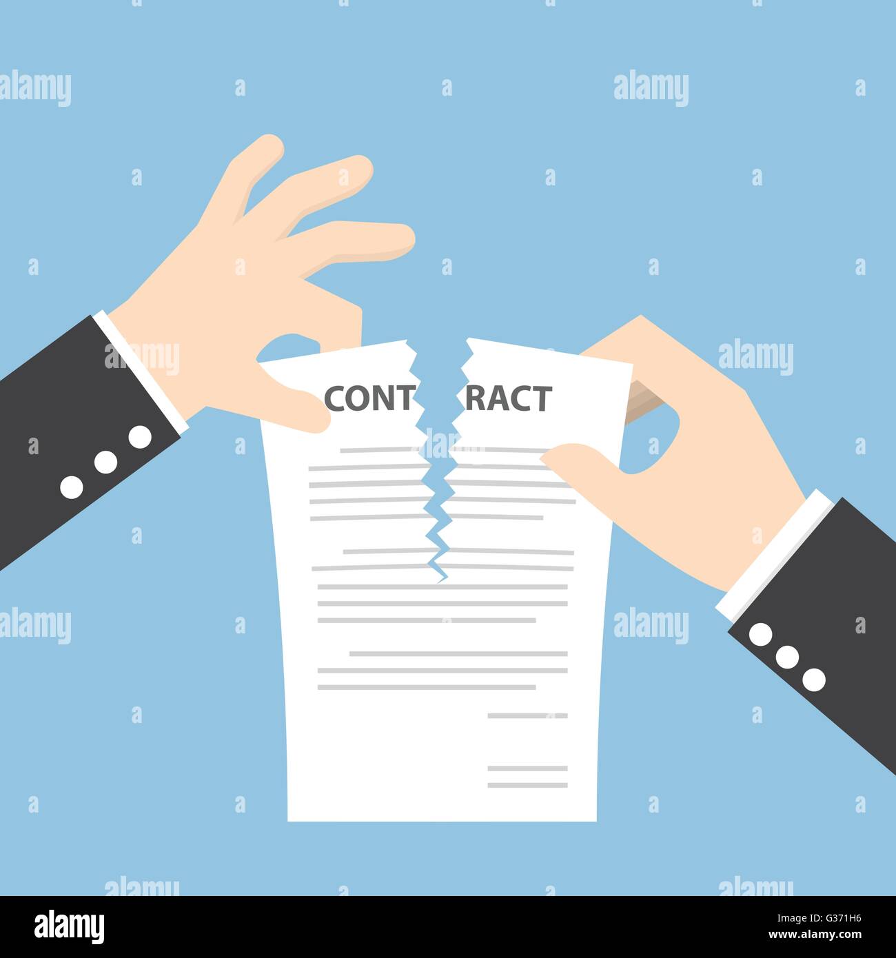 Businessman mains lacèrent document contractuel, VECTOR, EPS10 Illustration de Vecteur