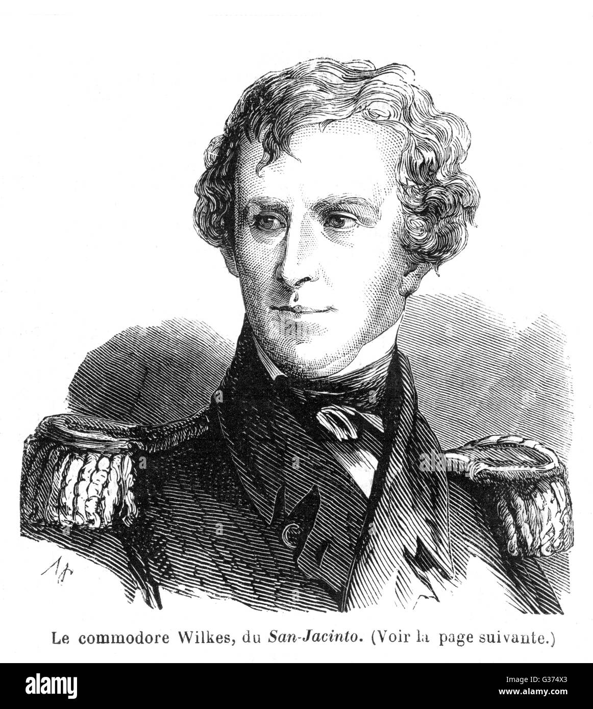 Le Commodore CHARLES WILKES commandant naval américain, capitaine de l''San Jacinto' Date : 1798 - 1877 Banque D'Images