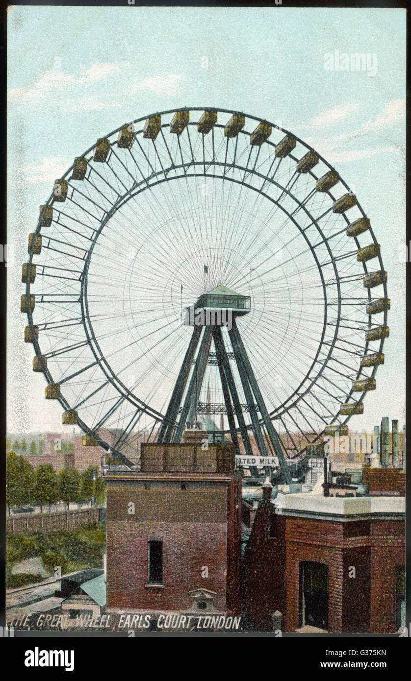 La Grande Roue à Earls Court, Londres - depuis plusieurs années, un monument de la ville de Kensington. Date : vers 1905 Banque D'Images