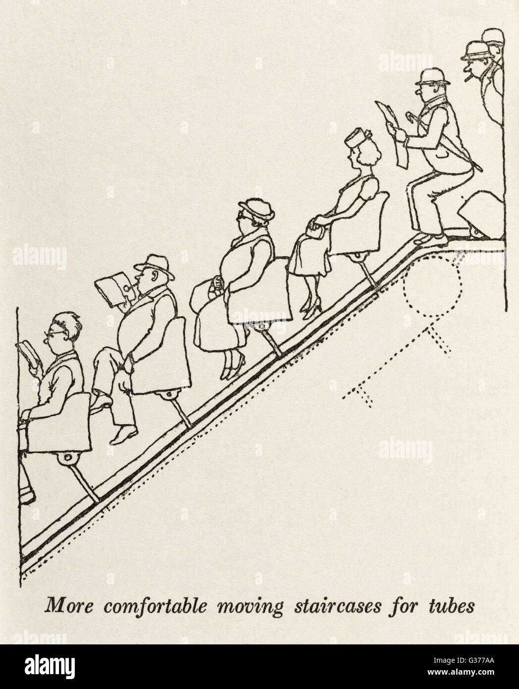 Un déménagement plus confortable escalier pour tubes. Veuillez noter : doit apparaître comme (C) avec la permission de la succession de Mme J.C.Robinson/Stellina Ltd/Mary Evans Picture Library Date : 1941 Banque D'Images