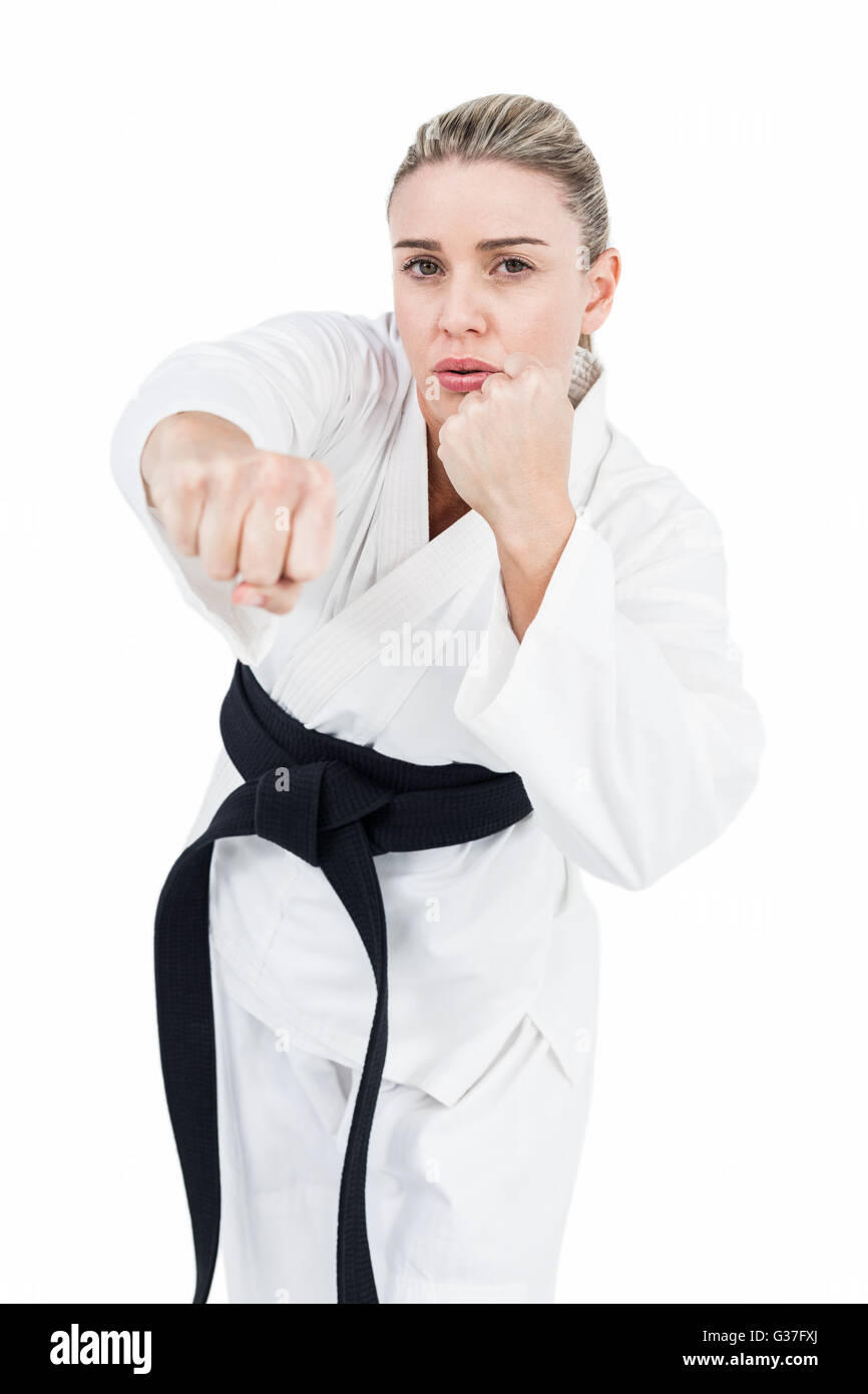Athlète féminin pratique du judo Banque D'Images