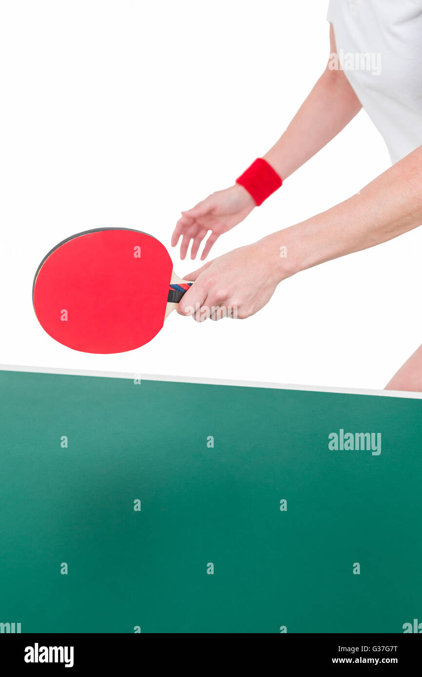 Ping pong jeu de l'athlète féminine Banque D'Images