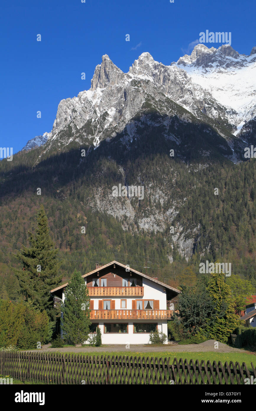 Allemagne, Bavière, Alpes, Mittenwald, paysage de montagne, chambre, Banque D'Images