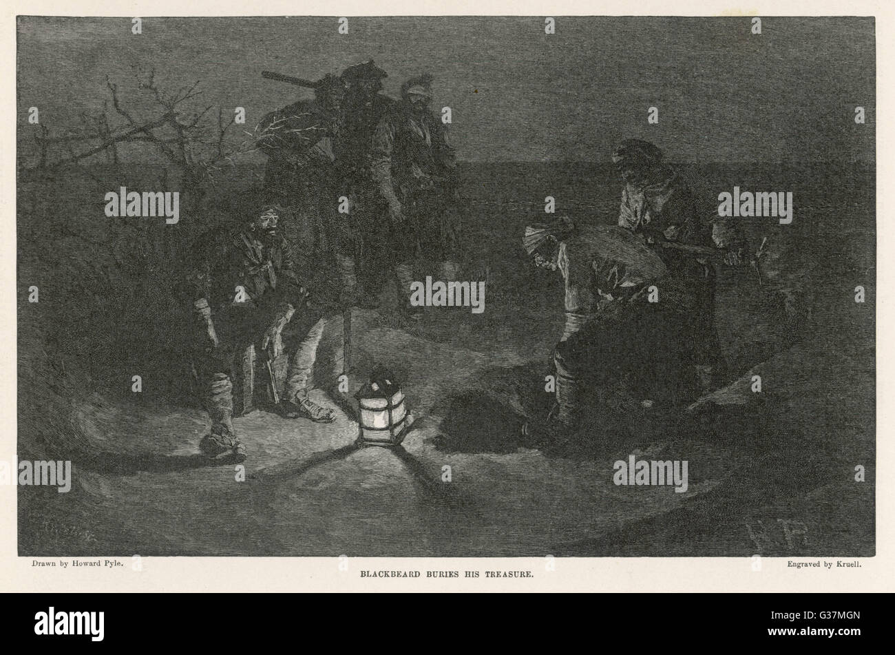 Blackbeard le pirate enterra son Trésor Banque D'Images