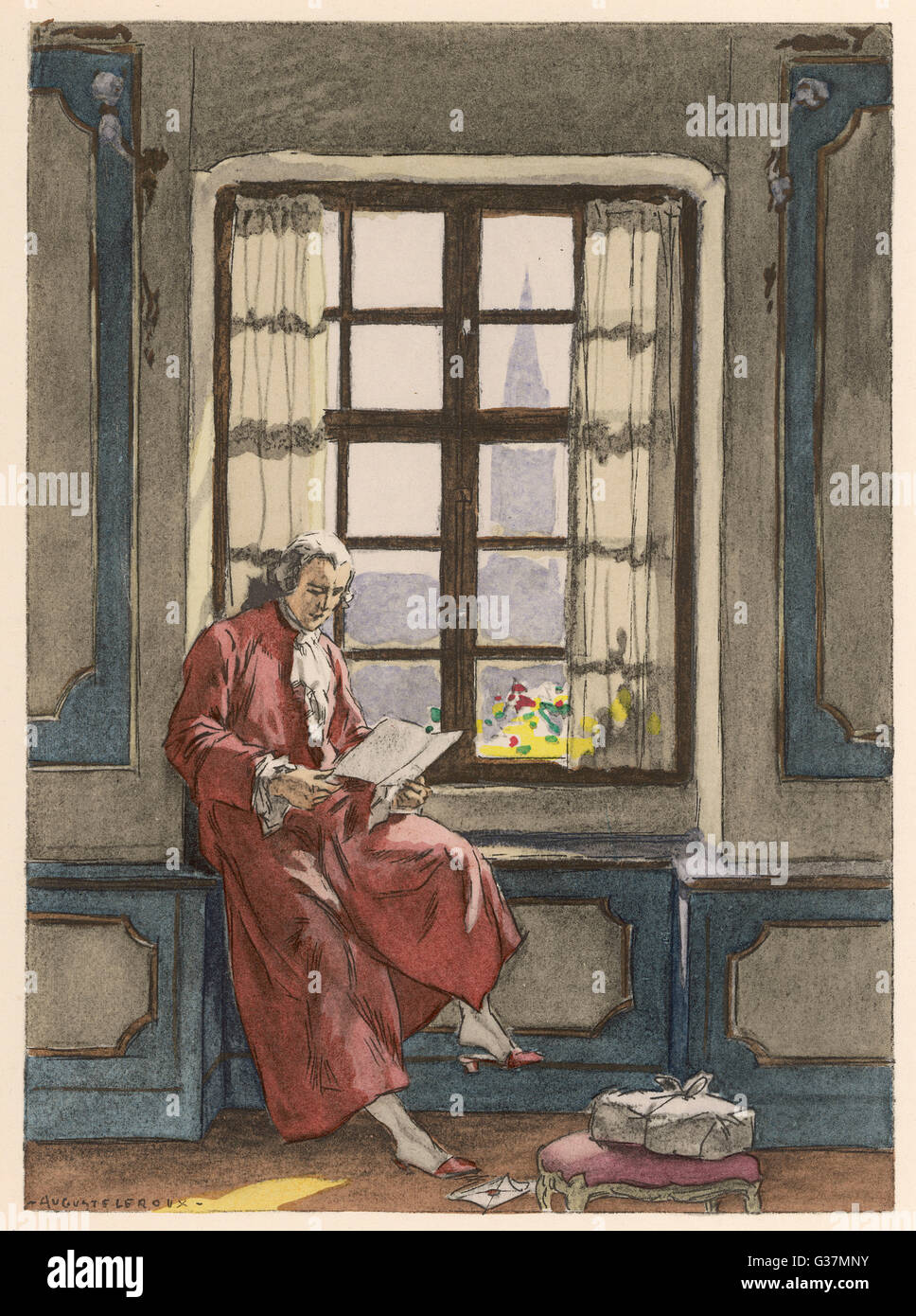 GIOVANNI Giacomo Casanova, aventurier italien, la lecture d'une lettre à Venise Date : 1725-1798 Banque D'Images