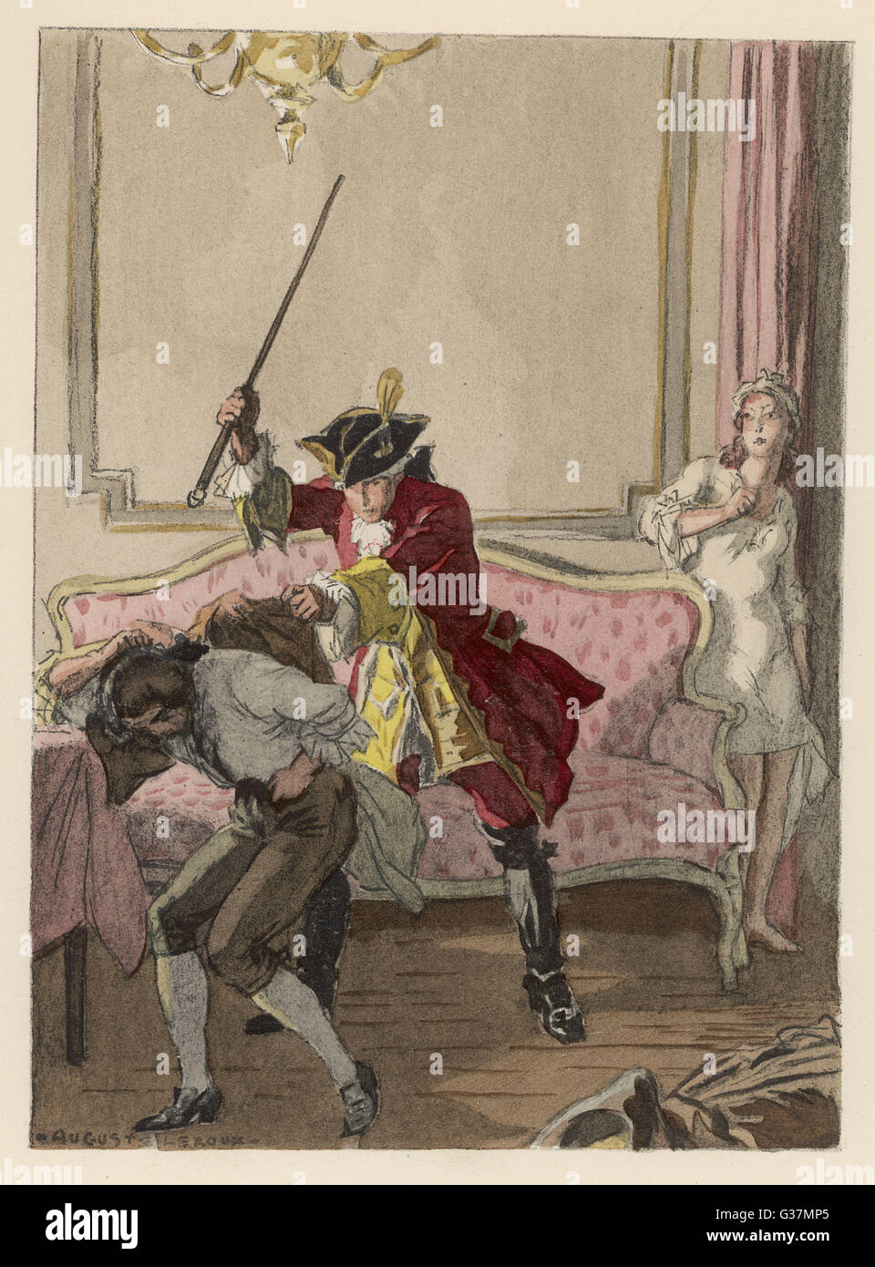 GIOVANNI Giacomo Casanova, aventurier italien, - à Londres, il trouve la Charpillon conduit mal avec la coiffure, qu'il thrashes Date : 1725-1798 Banque D'Images