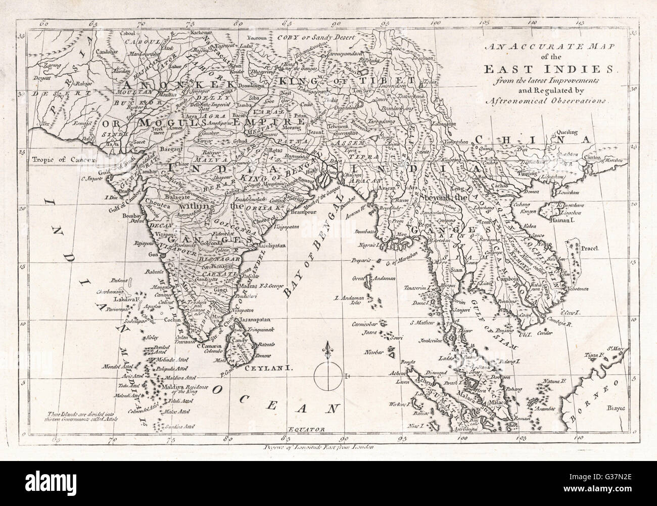 Carte - Asie - Antilles orientales Banque D'Images