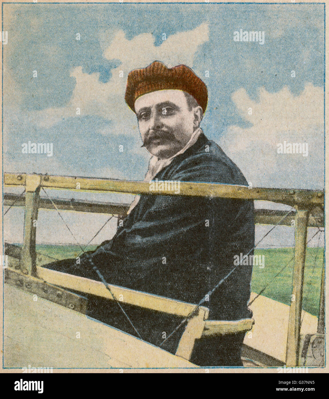 Portrait de Louis Bleriot dans le cockpit de l'avion Banque D'Images