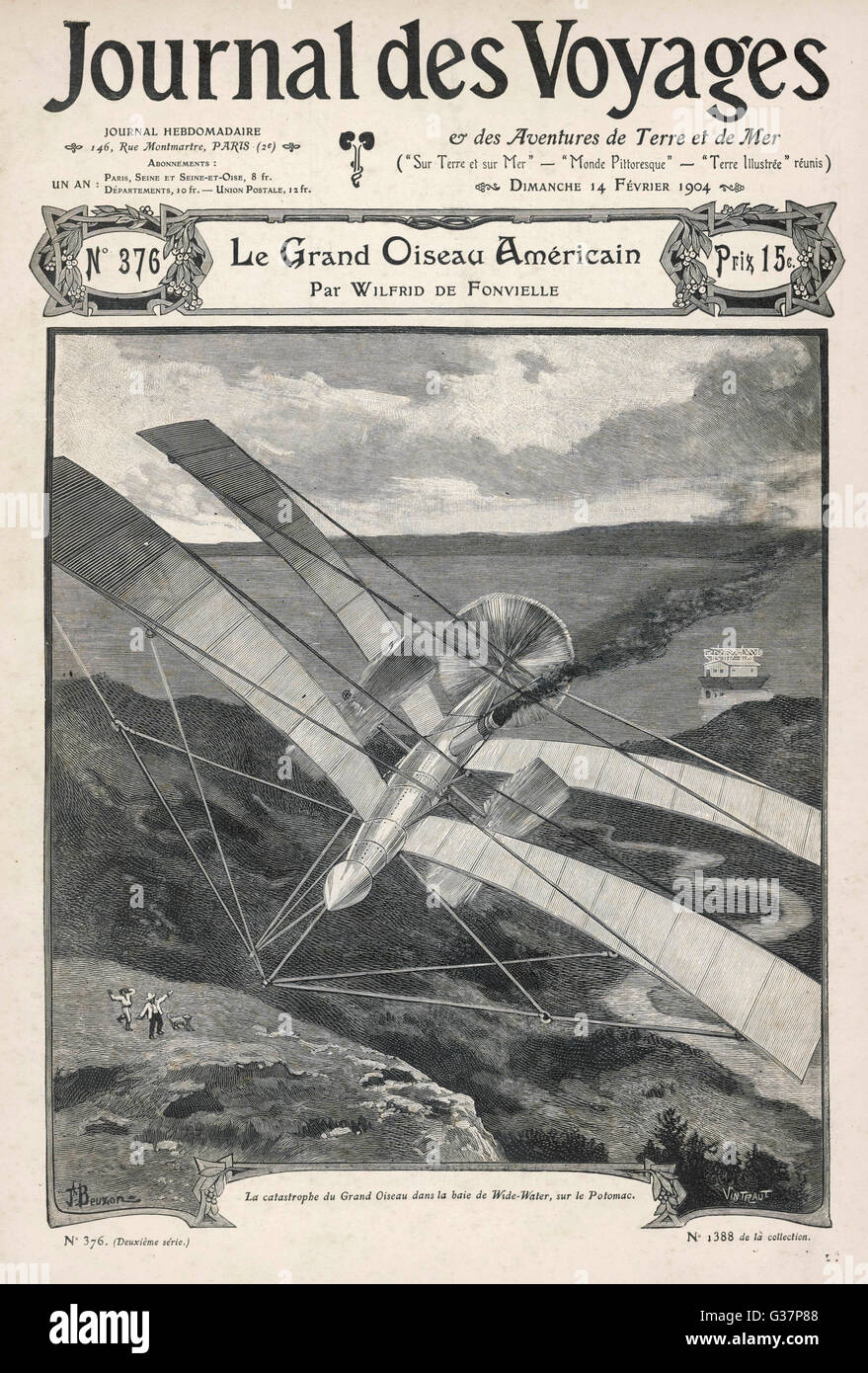 Samuel Pierpont Langley's full-size machine volante bascule sur le Potomac, Maryland, bien qu'avec les modèles d'essais a été un succès Date : 1903 Banque D'Images