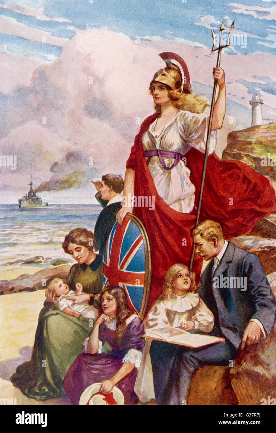 Les gardes Britannia nos côtes, la protection d'une famille typiquement anglais Date : 1912 Banque D'Images