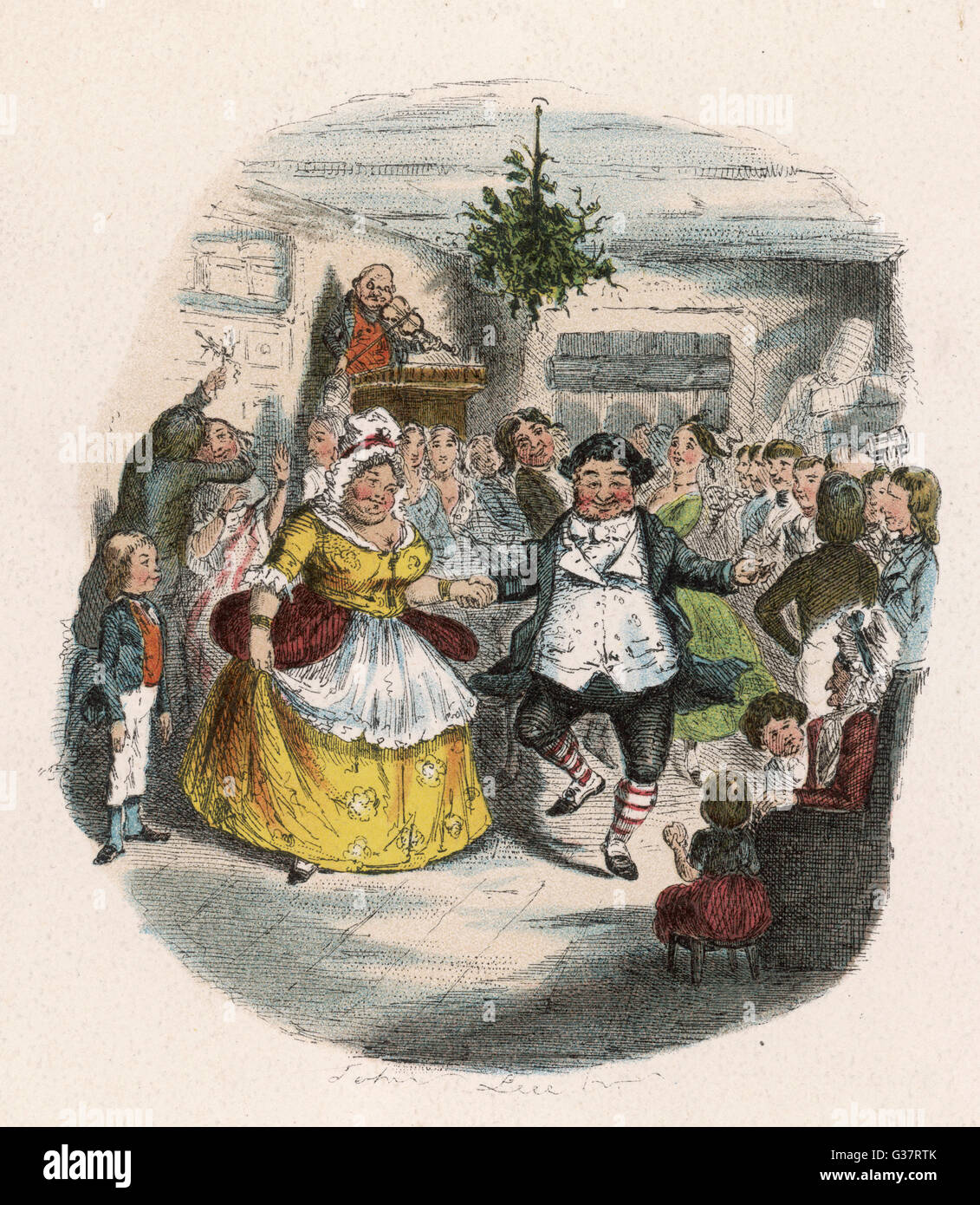 Mme Fezziwig's Ball - illustré de Scrooge par le fantôme de Noël passé Date : Première publication : 1843-44 Banque D'Images