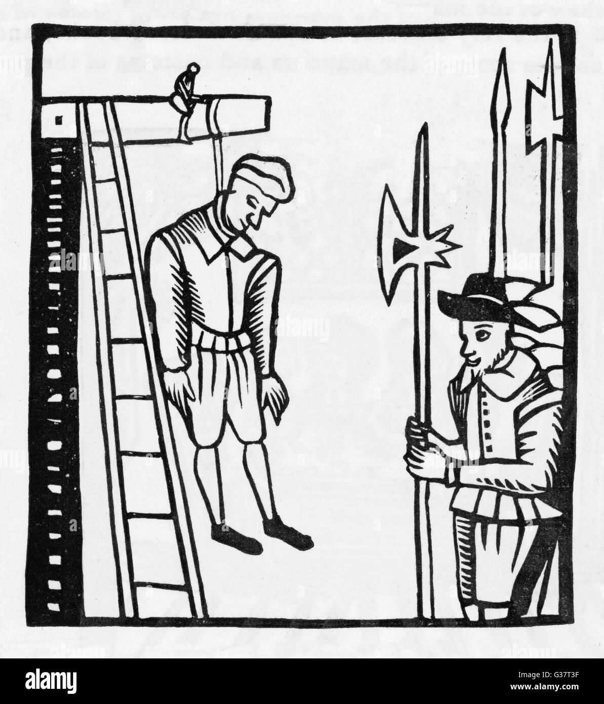 HANGING : prisonnier pendus en public à partir de la potence Date : du 16e siècle Banque D'Images
