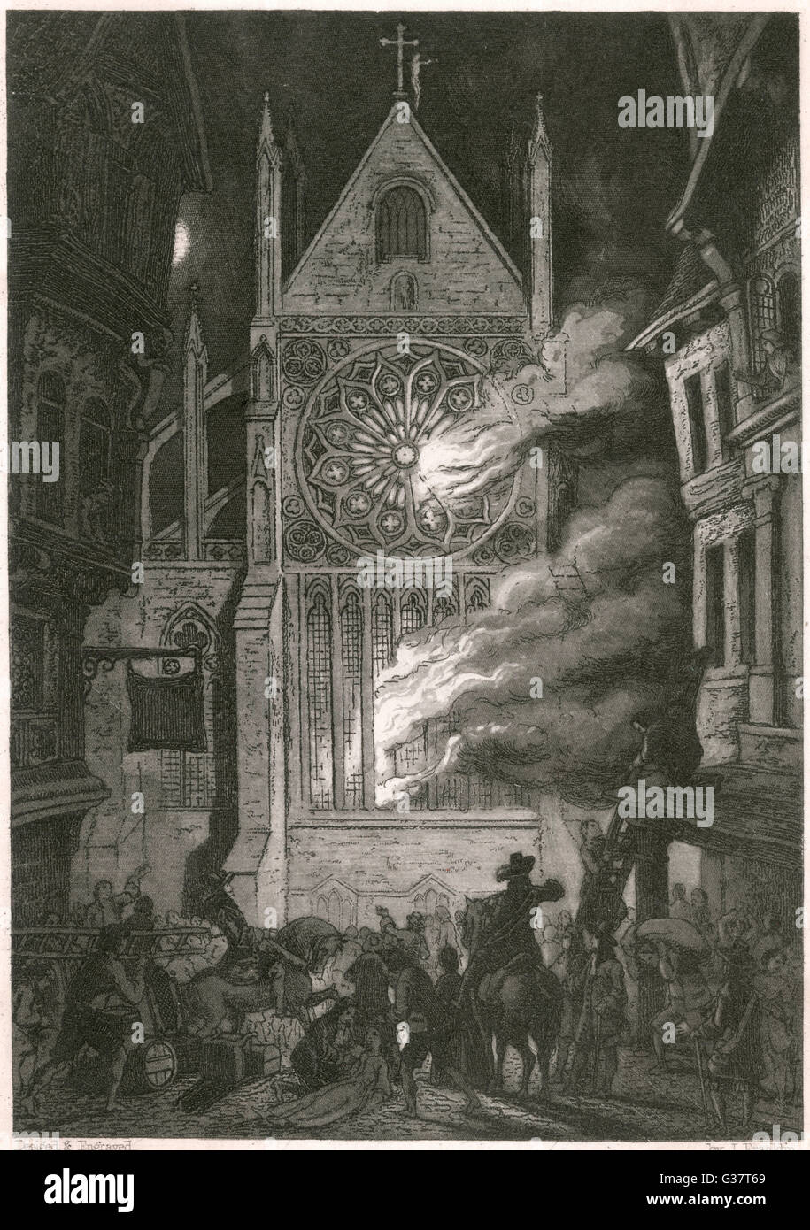 La destruction du vieux Saint Paul's Cathedral Date : 2 - 6 septembre 1666 Banque D'Images