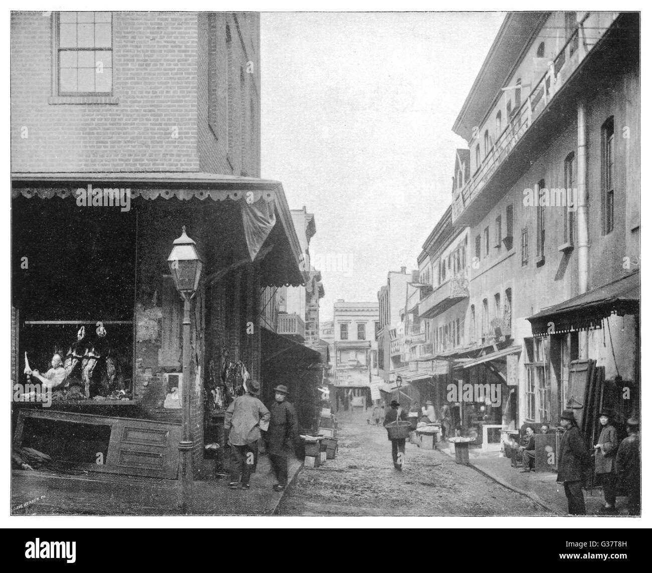 Le quartier chinois dans le quartier chinois, San Francisco. Date : 1895 Banque D'Images