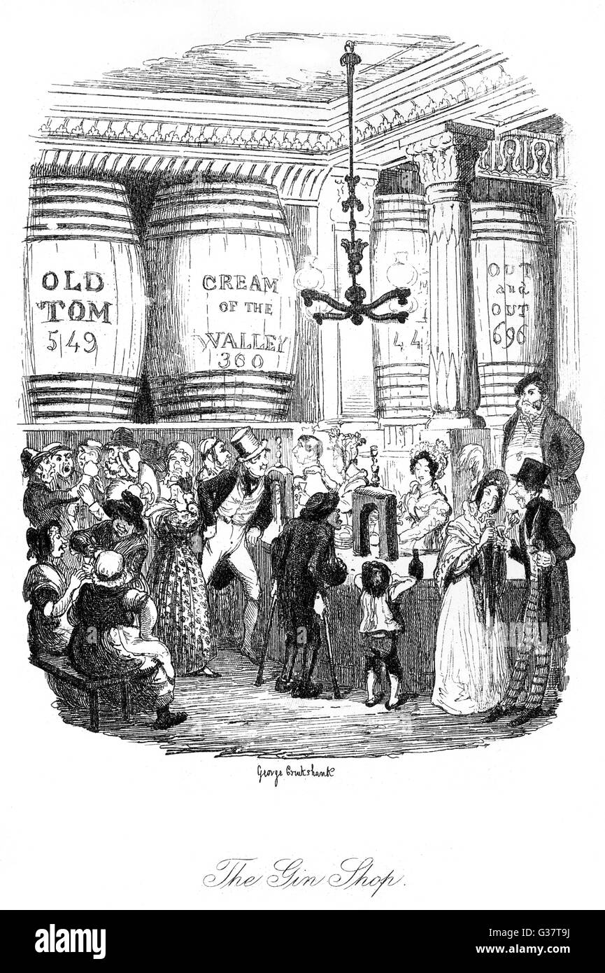 Un London gin-shop Date : 1836 Banque D'Images