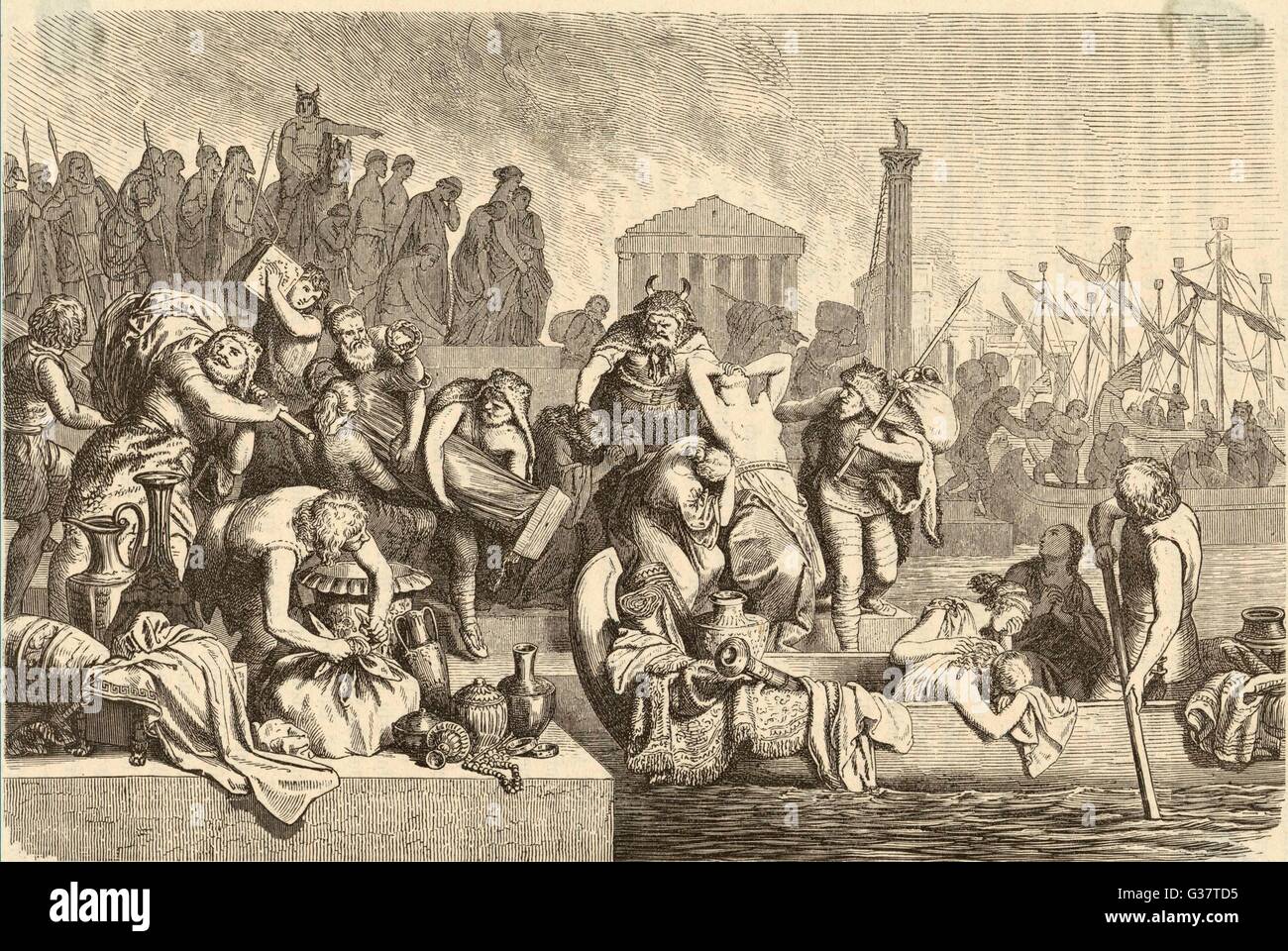 Rome est saccagée, pillée, pillé par Gaiseric et ses collègues-vandales Date : 455 Banque D'Images