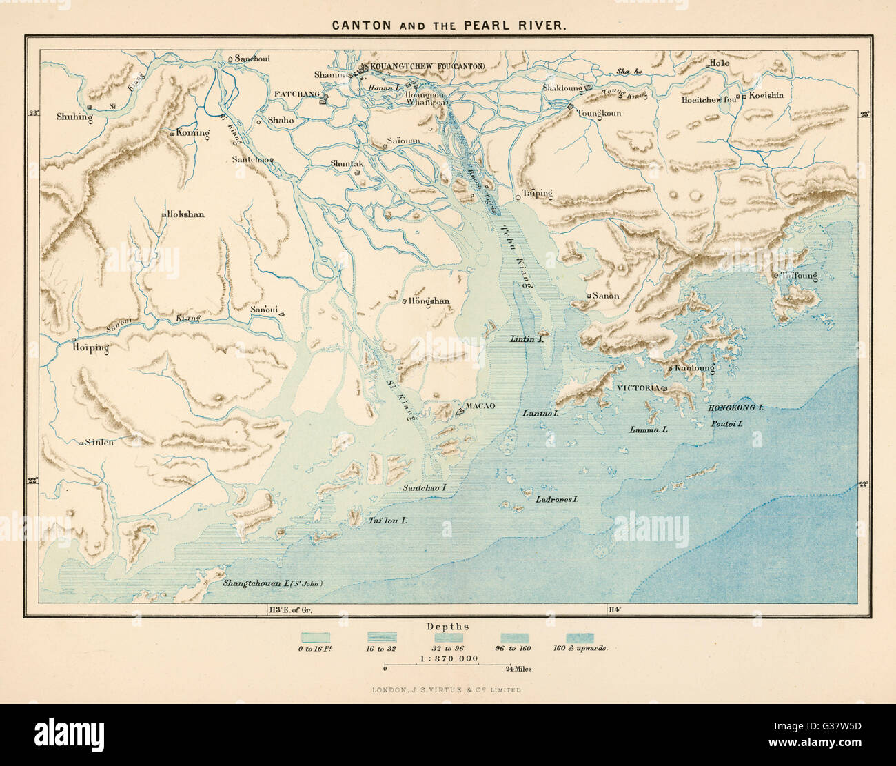 CANTON et la rivière des Perles, y compris HONG KONG, Macao, TAIPING, WHAMPOA et autres endroits historiques Date : 1864 Banque D'Images