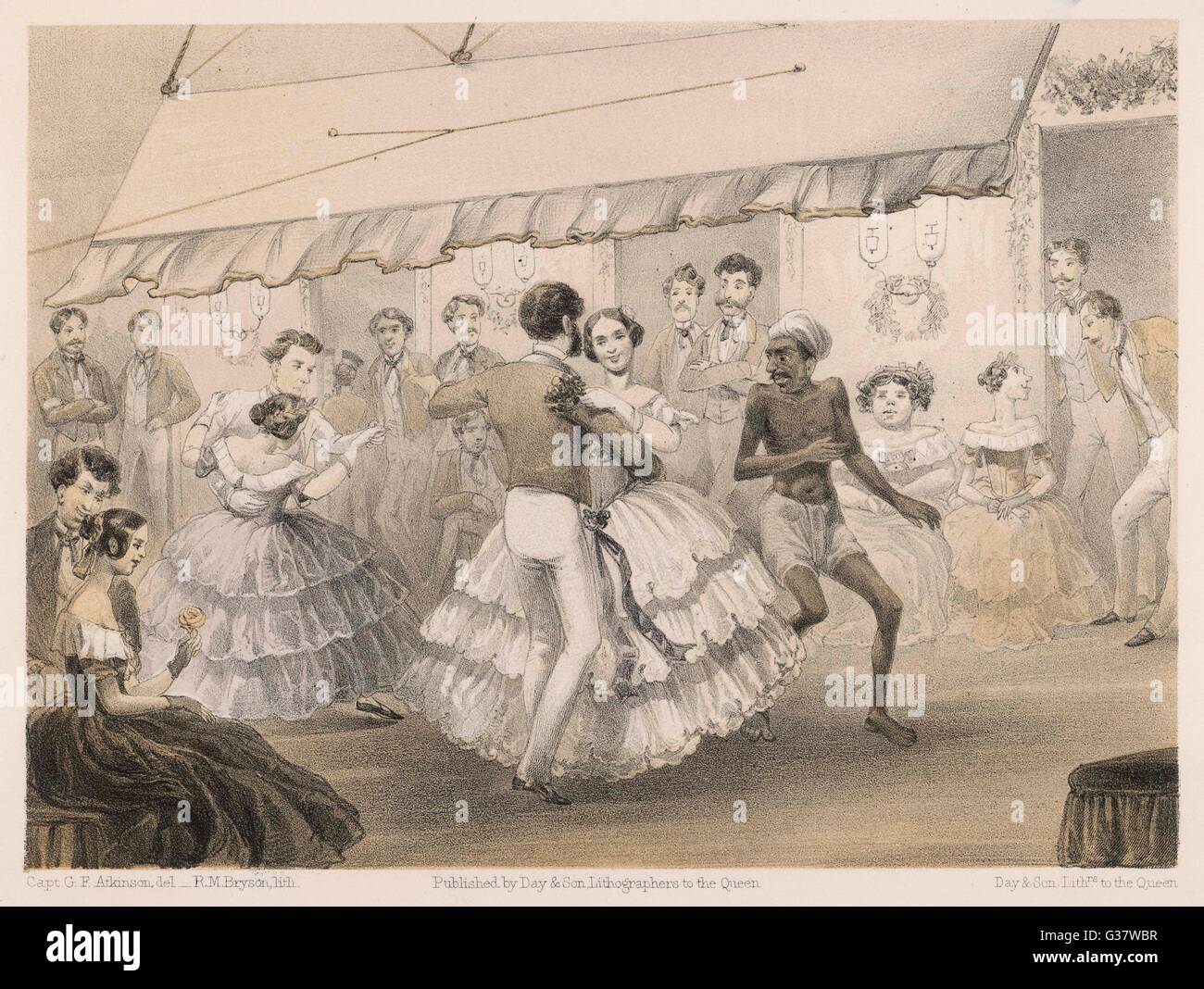 Danse à un bal en Inde britannique, 1860 Banque D'Images