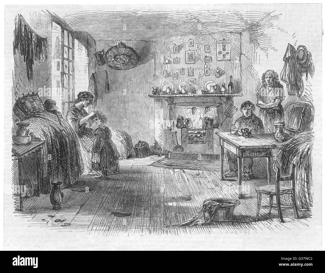 Intérieur de maison du 19ème siècle Banque d'images noir et blanc - Alamy
