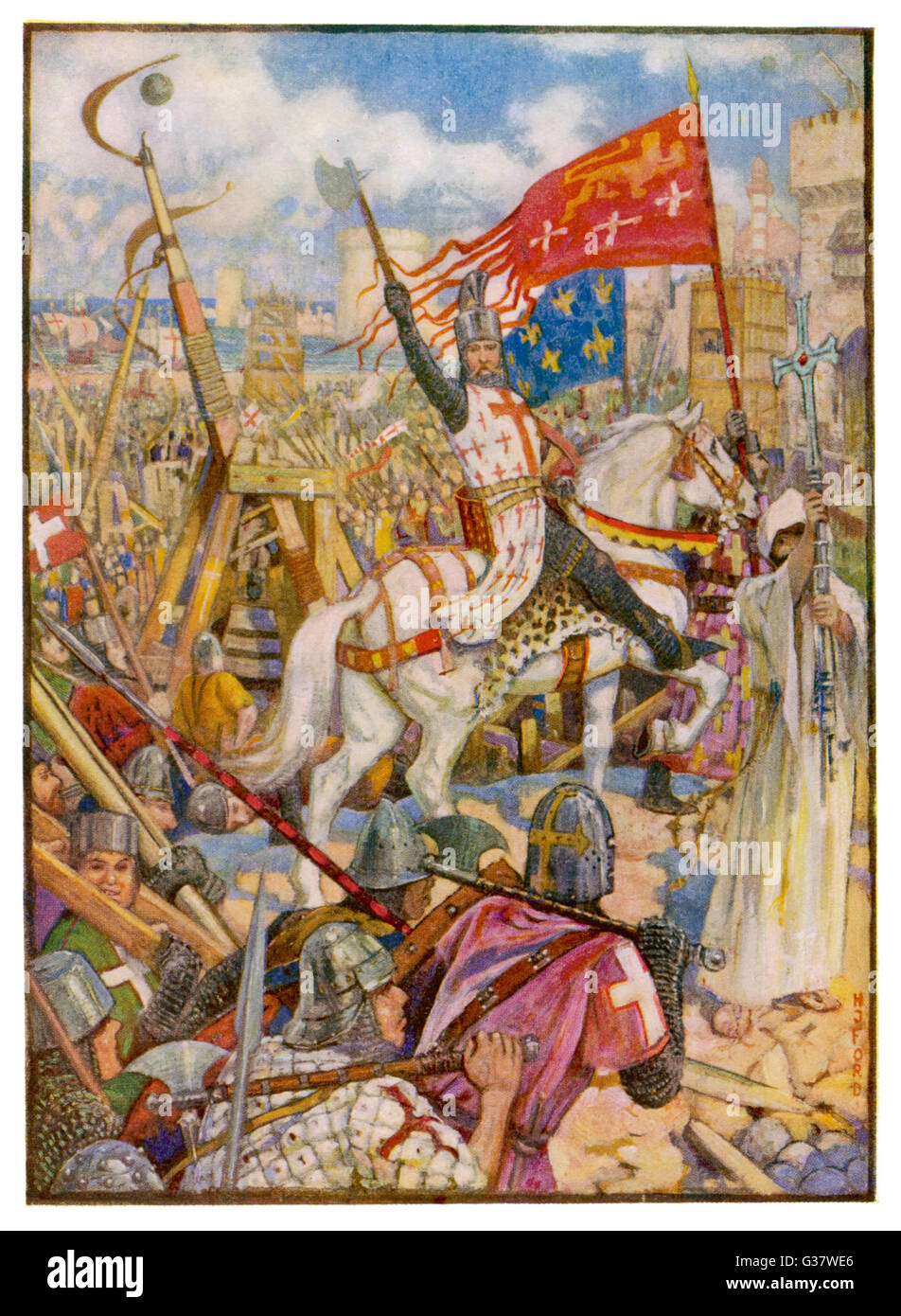 Troisième Croisade Richard I, après la prise de Chypre en route, des terres à Acre, après quoi il reste en Palestine pour 16 mois Date : 8 juin 1191 Banque D'Images