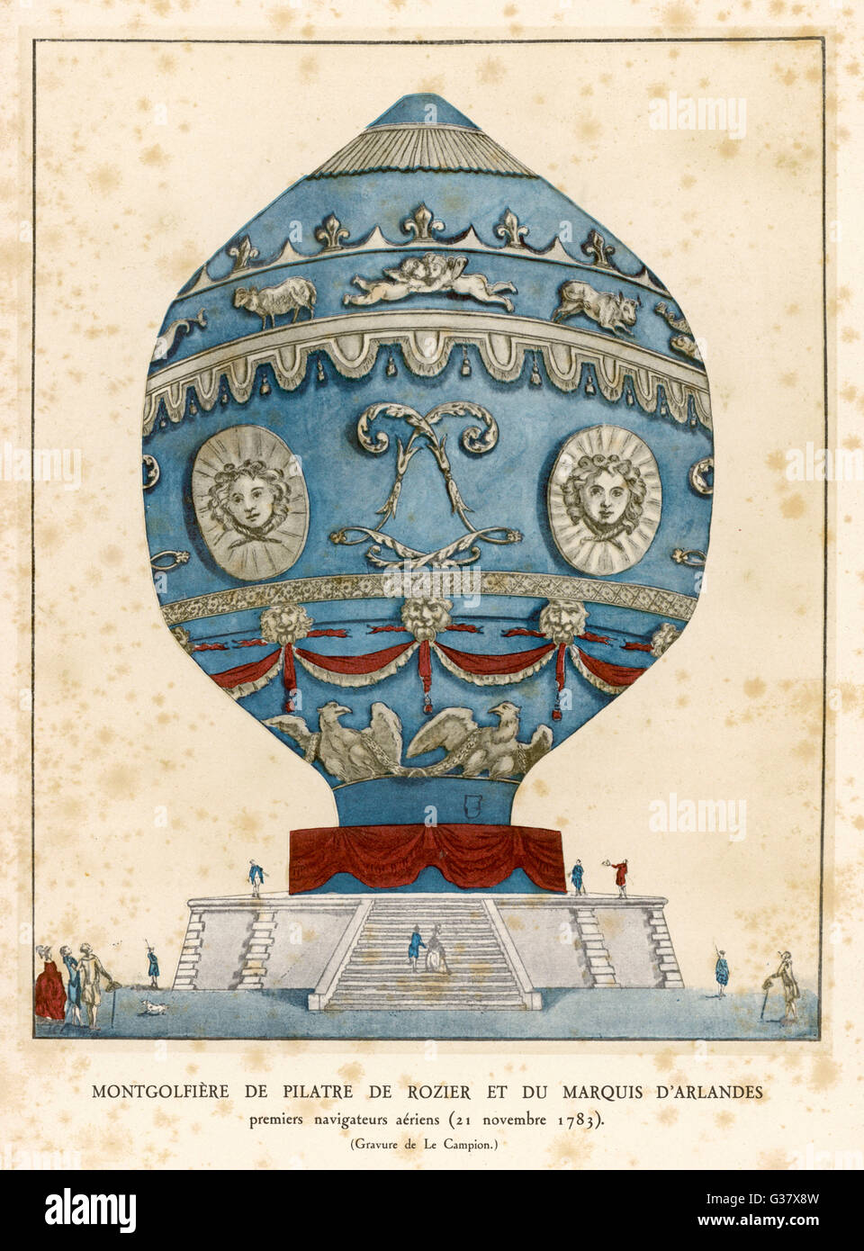 PILATRE DE Rozier et le marquis d'Arlandes faire avec succès le premier vol habité dans un ballon Montgolfier (air chaud) à Paris Date : 21 Novembre 1783 Banque D'Images