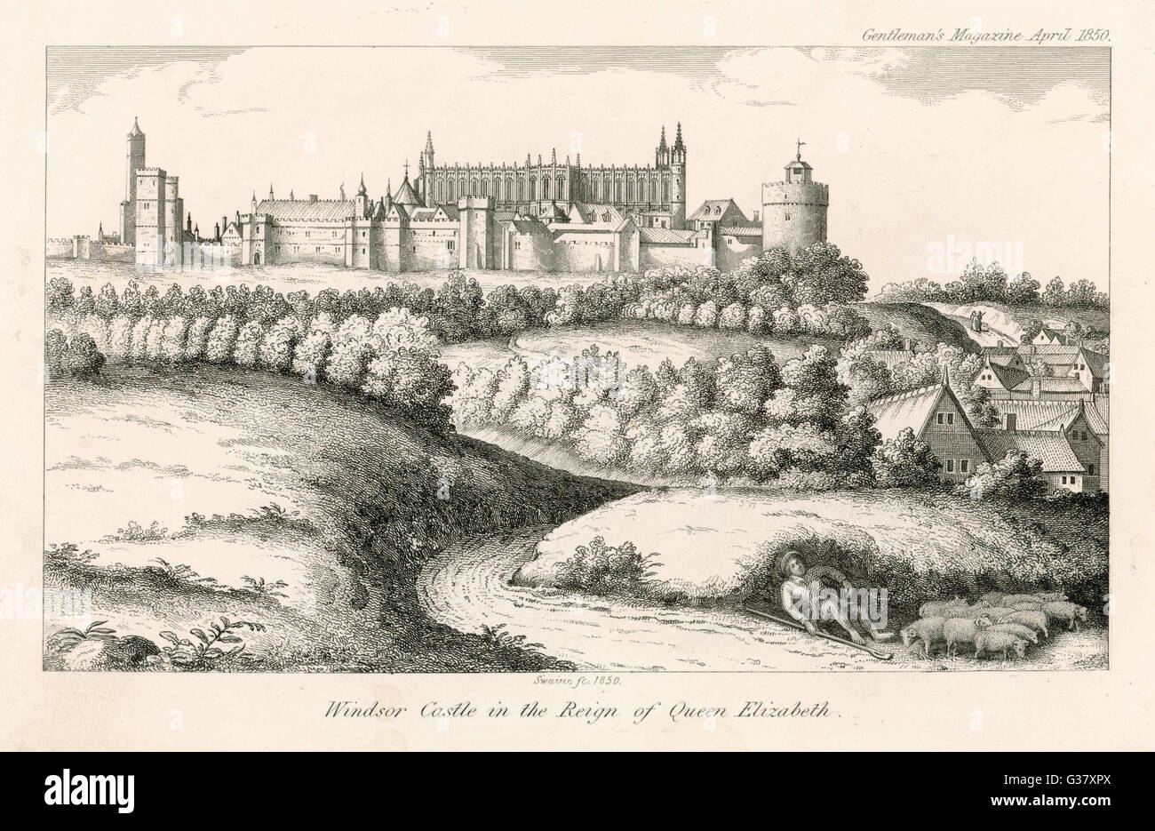Château de Windsor c. 1590. Banque D'Images