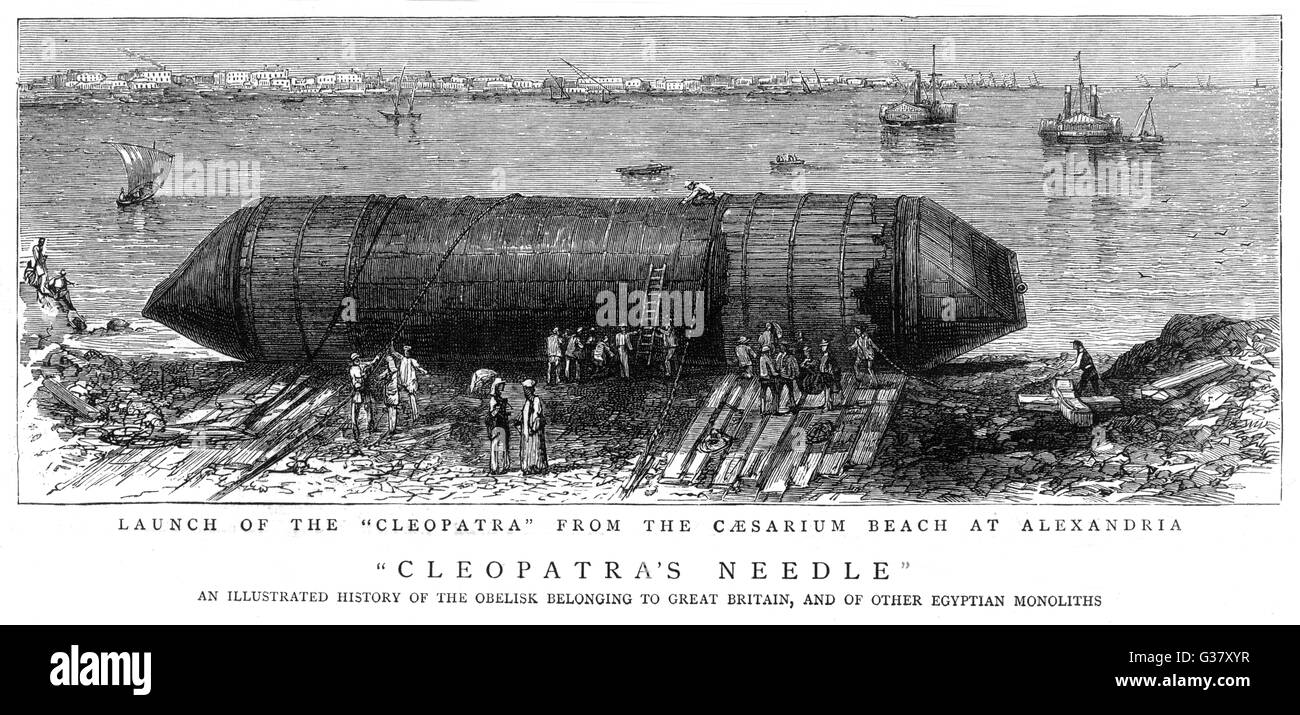 Lancement de l'aiguille de Cleopatra, 1877 Banque D'Images