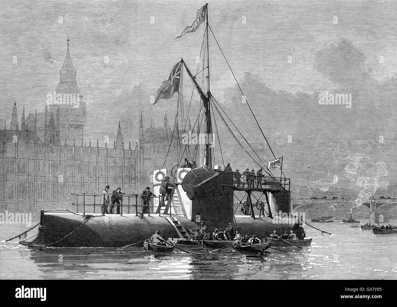 Transport de l'obélisque : arrivée de l'aiguille de Cleopatra, Londres Banque D'Images