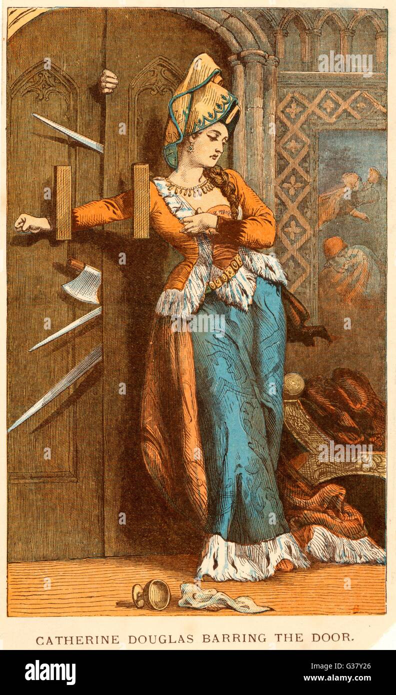 Catherine Douglas à l'exception de la porte avec son bras, 1437. Banque D'Images