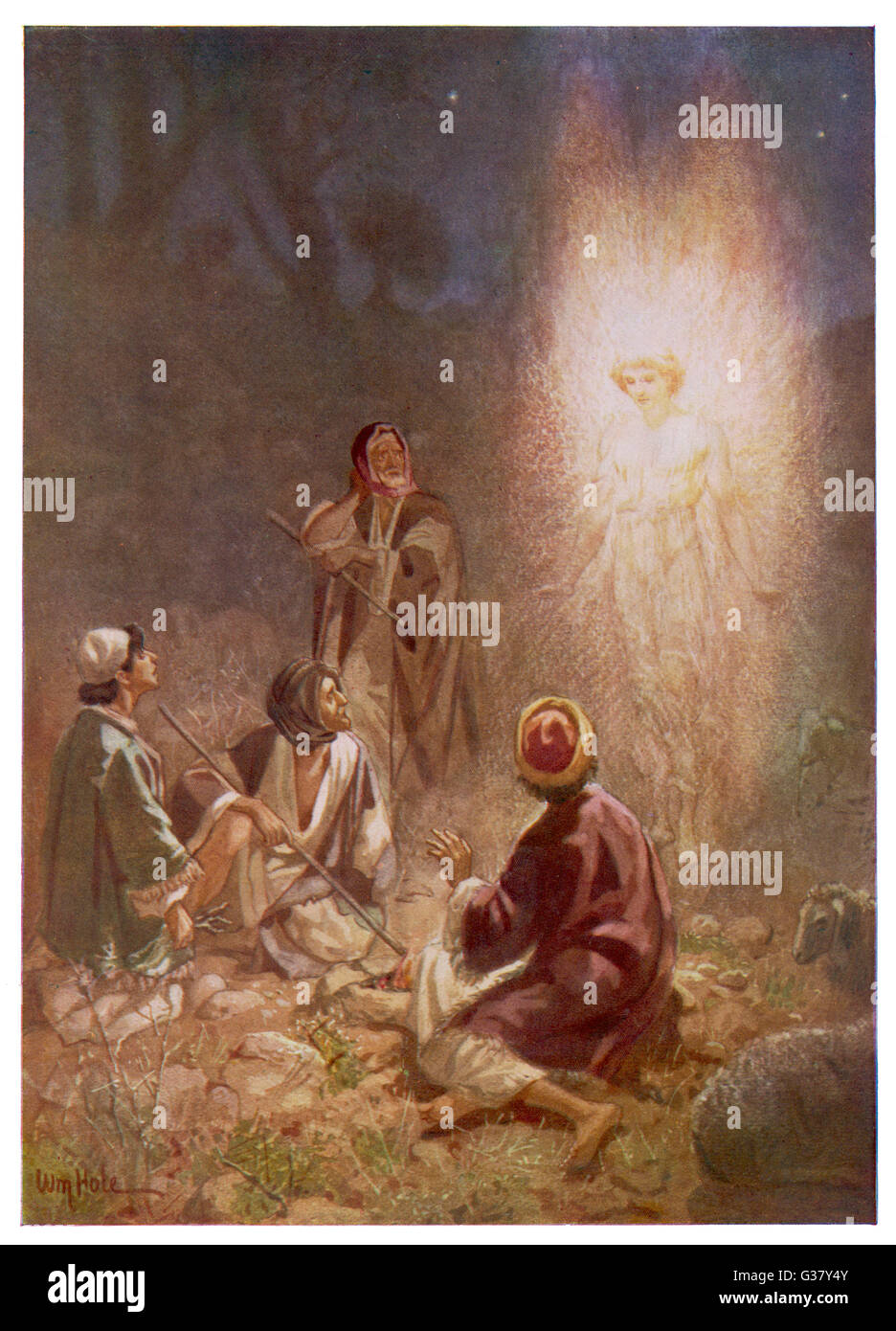 Nouveau Testament : l'ange de la nativité apparaît aux bergers Banque D'Images