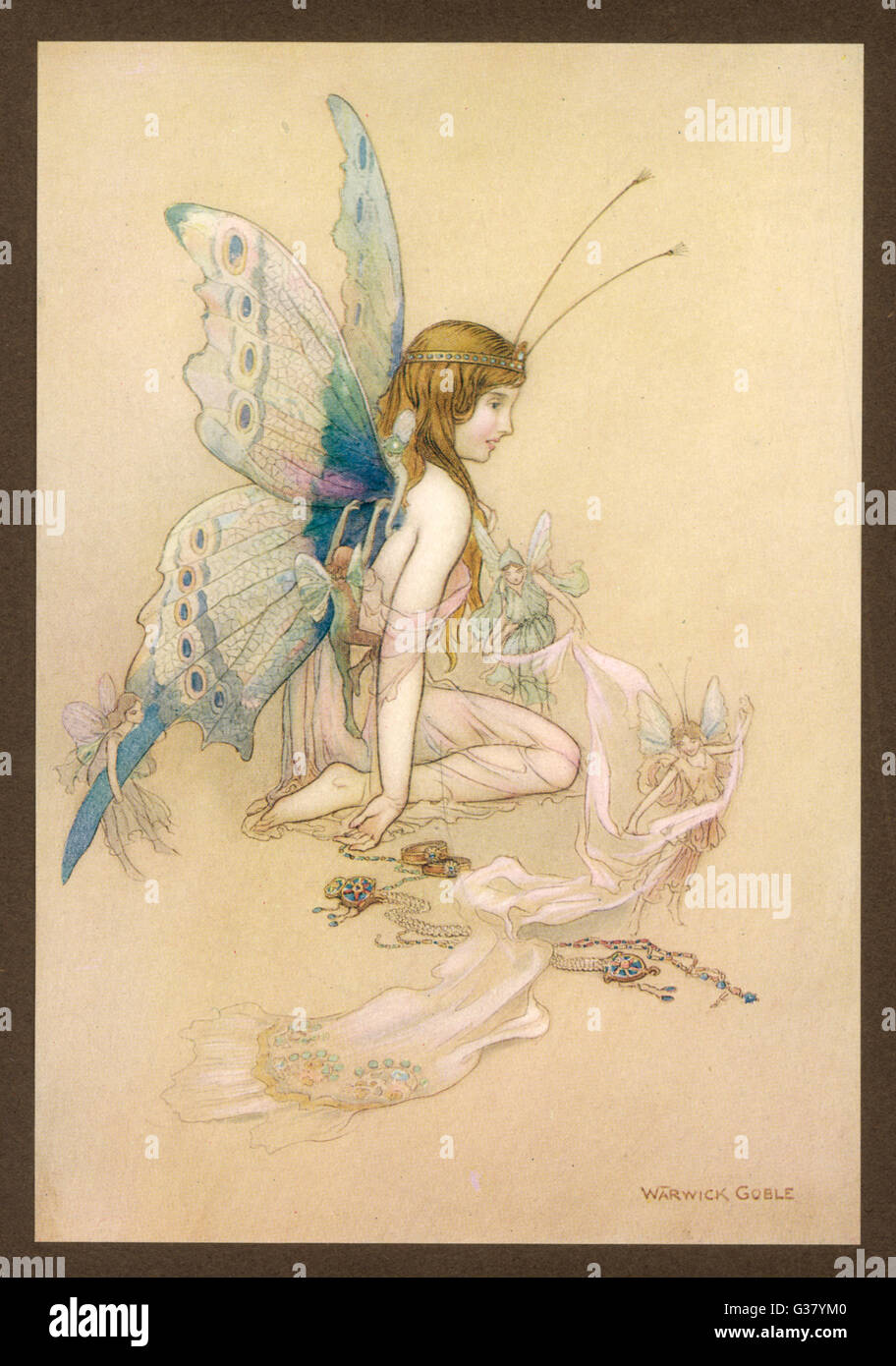 Les fées se dotent d'une fille avec des ailes de fées Banque D'Images